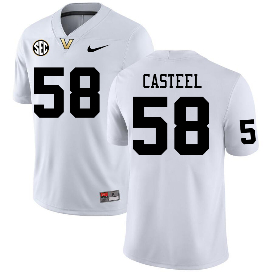 Vanderbilt Commodores #58 Carson Casteel College Football Jerseys Sale Stitched-White